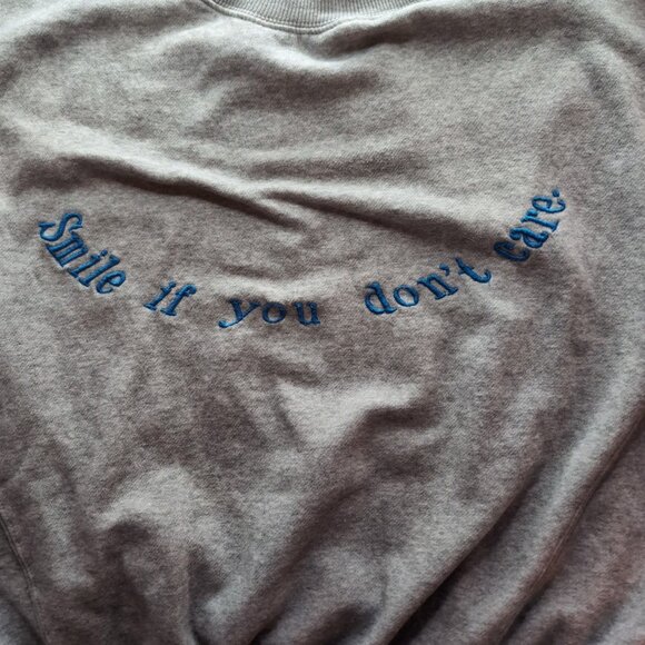 Urban Outfitters embroidered "smile if you don’t care" crewneck sweatshirt - Picture 2 of 5